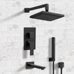 Remer TSH33 Matte Black Tub and Shower System with 8 Inch Rain Shower Head and Hand Shower